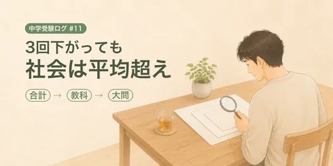 【中学受験ログ2027 #11】4科の合計は3回のテストで下がり続けたのに、社会だけ平均を超えていました
